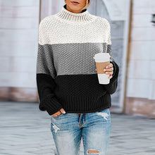 Load image into Gallery viewer, Thick Line Colorblock Turtleneck Sweater