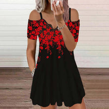 Load image into Gallery viewer, Women's Lace V-Nck Floral Print Sexy Dress