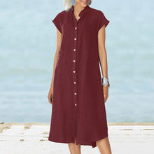 Load image into Gallery viewer, Women's Button-down Cotton Linen Loose Dress