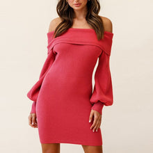 Load image into Gallery viewer, Balloon Sleeve Ribbed Dress