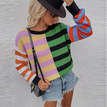 Load image into Gallery viewer, Striped Loose Crewneck Knit Sweater