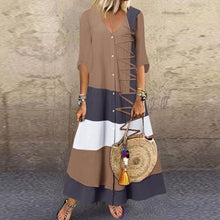 Load image into Gallery viewer, Loose V-Neck Cotton Dress