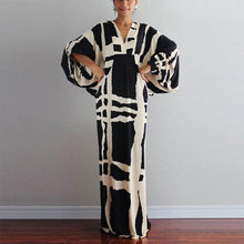 Load image into Gallery viewer, Women's V-Neck Sleeved Printed Dress