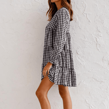 Load image into Gallery viewer, Round Neck Plaid Dress