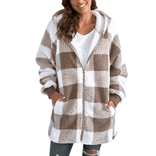 Load image into Gallery viewer, Hoodie Plaid Loose Overcoat