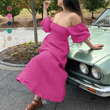 Load image into Gallery viewer, Lantern Sleeve Bandeau Dress