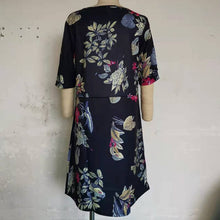 Load image into Gallery viewer, Floral Print Split O-neck Half Sleeve Casual Cotton Dress