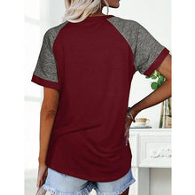 Load image into Gallery viewer, Loose Round Neck Raglan Sleeve Contrast T-shirt