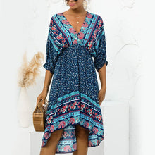 Load image into Gallery viewer, V Neck Open Back Irregular Dress