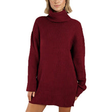 Load image into Gallery viewer, Women's Turtleneck Knit Long Sleeve Chunky Loose Sweater Dress