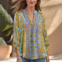 Load image into Gallery viewer, Printed Long Sleeve V Neck Casual T-Shirt