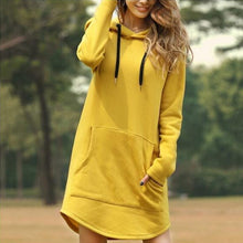 Load image into Gallery viewer, Solid Pocket Long-sleeved Hoody Dress