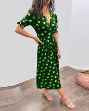 Load image into Gallery viewer, Deep V-neck polka-dot dress