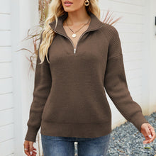 Load image into Gallery viewer, Knitted Long Sleeve Zip Sweater