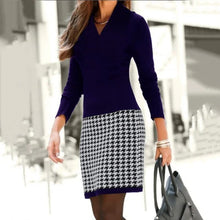 Load image into Gallery viewer, Long Sleeve V-neck Color Block Dress