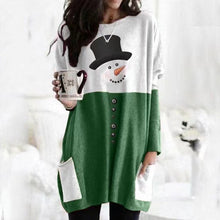 Load image into Gallery viewer, Christmas Snowman Print Long Sleeve Dress