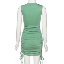 Load image into Gallery viewer, New Slim Drawstring Pleated Dress