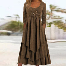 Load image into Gallery viewer, Plain Regular Fit Crew Neck Long Sleeve Casual Midi Dress
