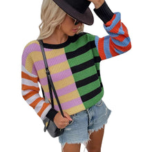 Load image into Gallery viewer, Striped Loose Crewneck Knit Sweater