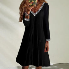 Load image into Gallery viewer, Long-sleeved Dress with V-neckline