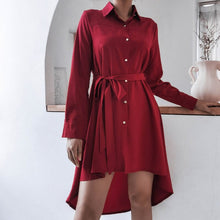 Load image into Gallery viewer, Asymmetric Pleated Casual Shirt Dress