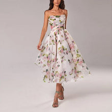 Load image into Gallery viewer, Elegant Print Suspender Dress