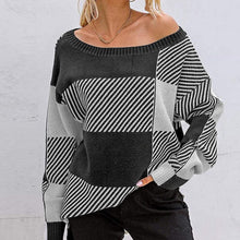 Load image into Gallery viewer, Plaid Contrast Knit Sweater