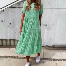 Load image into Gallery viewer, Short-sleeved dress with floral print