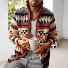 Load image into Gallery viewer, Long Sleeve Lapel Jacquard Sweater Cardigan