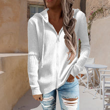 Load image into Gallery viewer, Stripe Casual Women's Hoodies Loose Knitwear Zipper Cardigan