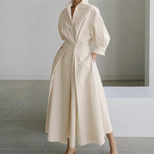Load image into Gallery viewer, Women's Solid Pocket Button Lapel Long Sleeve Maxi Shirt Casual Dress