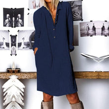 Load image into Gallery viewer, Solid Color Lapel Long Sleeve Dress