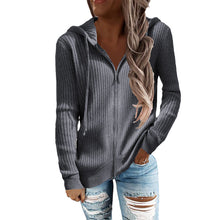 Load image into Gallery viewer, Stripe Casual Women's Hoodies Loose Knitwear Zipper Cardigan