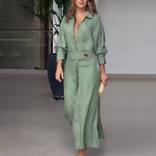 Load image into Gallery viewer, Solid Color Long Sleeve Lapel Dress