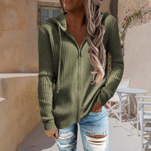 Load image into Gallery viewer, Stripe Casual Women's Hoodies Loose Knitwear Zipper Cardigan