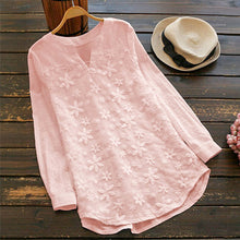 Load image into Gallery viewer, Women's Lace Embroidered Cotton and Linen Long-sleeved Shirt
