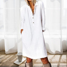 Load image into Gallery viewer, Solid Color Lapel Long Sleeve Dress