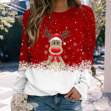 Load image into Gallery viewer, Snowflake Christmas Deer Print Crewneck Sweater