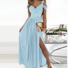 Load image into Gallery viewer, Off-the-shoulder V-neck Slit Dress