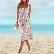Load image into Gallery viewer, Round Neck Elegant Beach Sleeveless Midi Dresses
