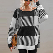 Load image into Gallery viewer, Plaid Contrast Knit Sweater