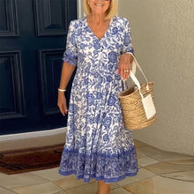 Load image into Gallery viewer, V Neck Floral Print Dress