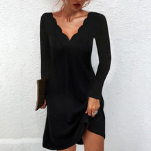 Load image into Gallery viewer, Solid Color Casual Deep V Dress
