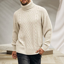Load image into Gallery viewer, Men's Solid Long-sleeved Knit Turtleneck Sweater