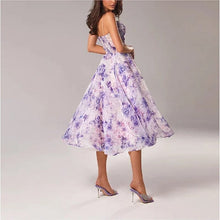 Load image into Gallery viewer, Elegant Print Suspender Dress