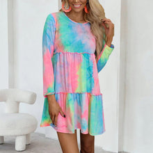 Load image into Gallery viewer, Tie-dye Printed Long-sleeve Panelled Dress