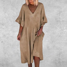 Load image into Gallery viewer, Solid Color Sexy V-neck Stitching Loose Dress