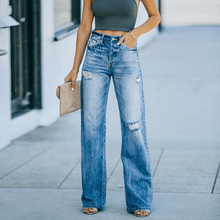 Load image into Gallery viewer, Straight Ripped Jeans