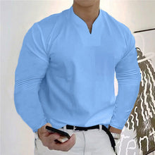 Load image into Gallery viewer, Athletic Long Sleeve V-Neck T-Shirt