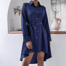 Load image into Gallery viewer, Asymmetric Pleated Casual Shirt Dress